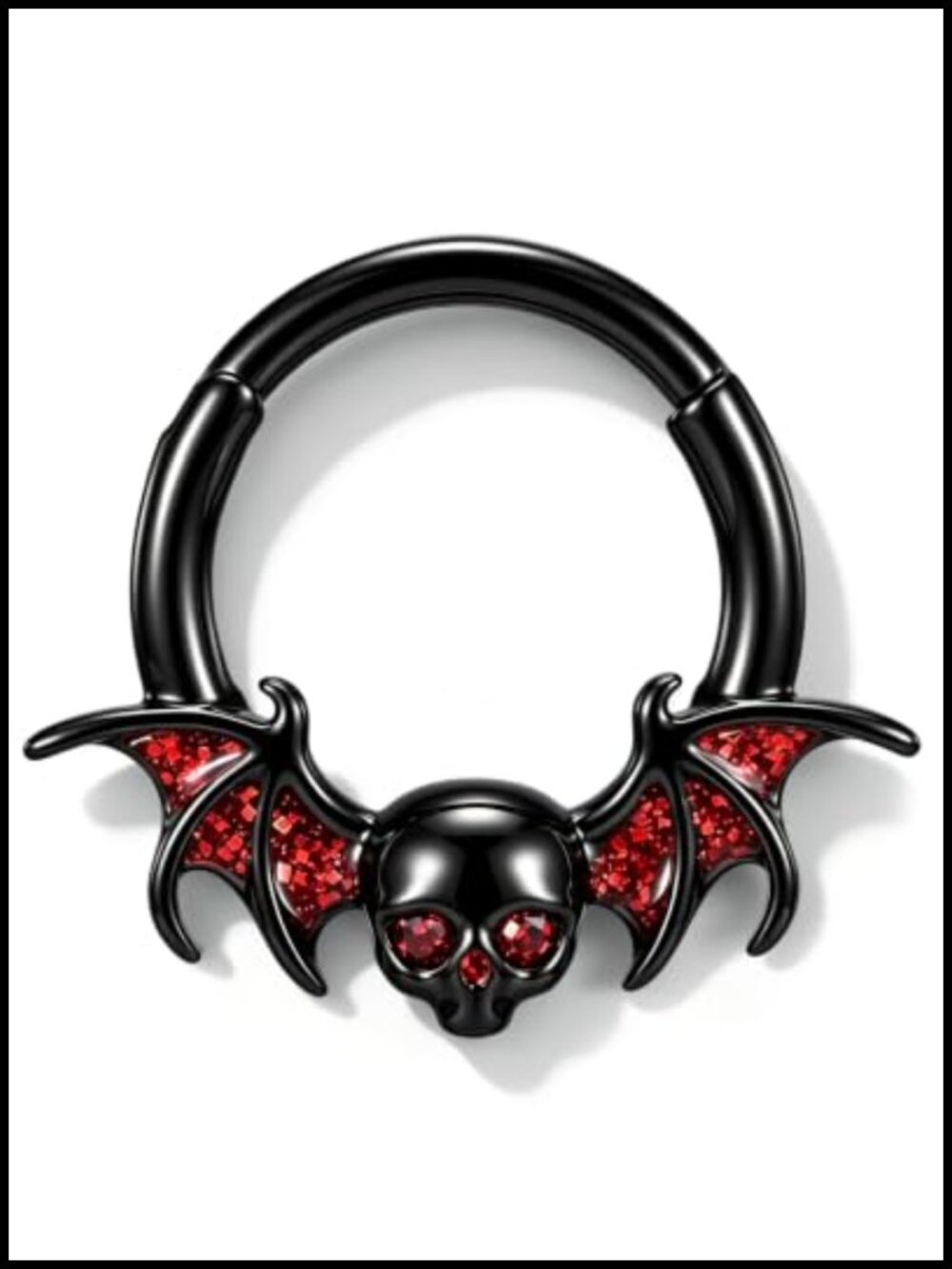 316L Stainless Steel Black Skull Septum Ring 16G Body Jewelry
